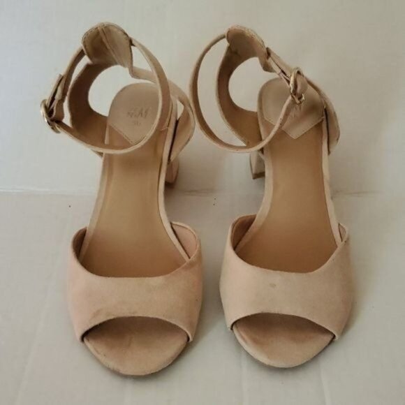 H&M Heels Pumps Sandals Peep Backs Ankle Strap Block Women's WOMAN'S Size 5 ½ - Picture 6 of 16